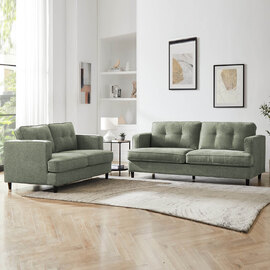 Jeddah Fabric 3+2 Seater Sofa Set In Sage