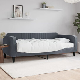 Jena Velvet Daybed With Mattress In Dark Grey