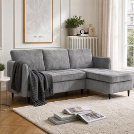 Jenaro Fabric L Shapde Sofa in Grey