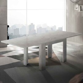 Jennings Small Wooden Extending Dining Table In Bronx Concrete