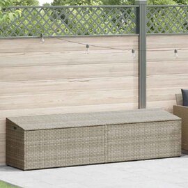 Jenrix Garden Poly Rattan Double Storage Box in Light Grey