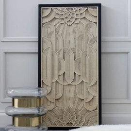 Jenvora Wood Carving Wall Art in Black and Gold