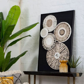 Jenvora Wooden Paper Design Wall Art in Natural And black