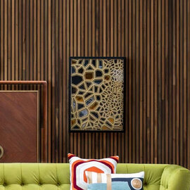 Jenvora Wooden Paper Sculpture Wall Art in Gold And black