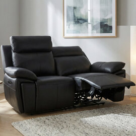 Jerion Leather Electric Recliner 2 Seater Sofa in Black
