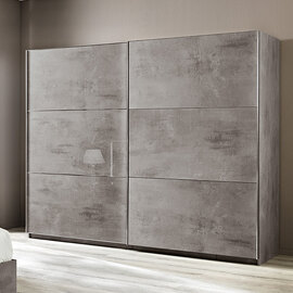 Jessica Extra Large Wooden Wardrobe In Grey Marble