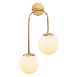 Jewel 2 Lights Metal Wall Lamp in Gold and White