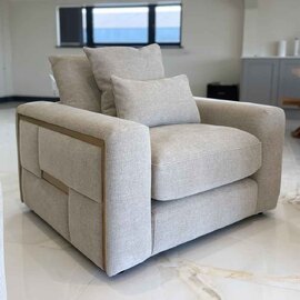 Jexaro Fabric 1 Seater Sofa in Beige