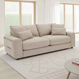 Jexaro Fabric 3 Seater Sofa in Beige