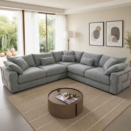 Jexaro Fabric Corner Sofa in Grey