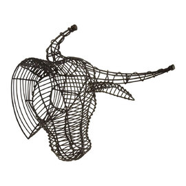 Jexon Black Wire Buffalo Head Sculpture Wall Art