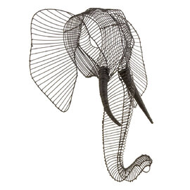 Jexon Black Wire Elephant Head Sculpture Wall Art