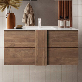 Jining 80cm Wooden Wall Hung Vanity Unit In Mercure