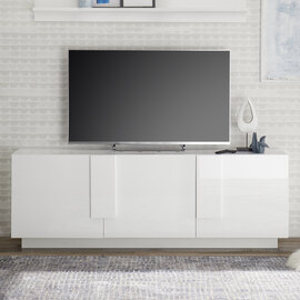 Jining High Gloss TV Stand With 3 Doors In White