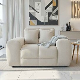 Jisaro Fabric 1 Seater Sofa in Natural
