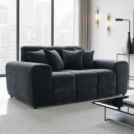 Jisaro Fabric 2 Seater Sofa in Black