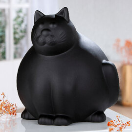 Jisora Ceramic Fat Cat Sculpture in Black