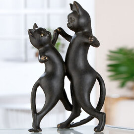 Jisora Synthetic Resin 2 Cat Dancing Sculpture in Black