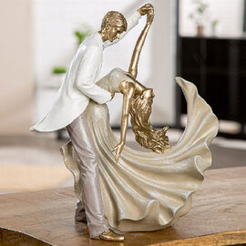 Jisora Synthetic resin Couple Holding Sculpture in Gold and White