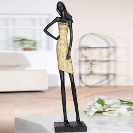 Jisora Synthetic Resin Women Posing Sculpture in Black and Gold
