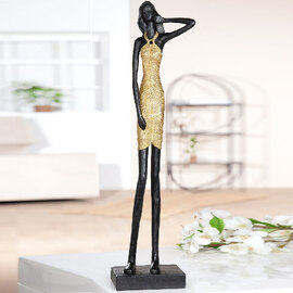 Jisora Synthetic Resin Women Sculpture in Black and Gold