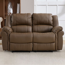 Jivaro Plush PU Electric Recliner 2 Seater Sofa in Dark Truffle