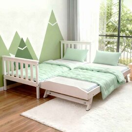 Joliette Wooden Single Bed With Pull Out In White