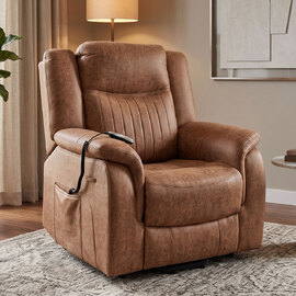 Jomira Fabric Lift and Tilt Dual Motor Electric Recliner Chair in Tan