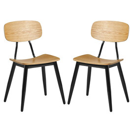 Jona Ply Oak Wooden Dining Chairs In Pair