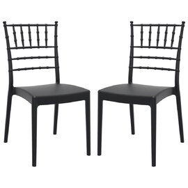 Jonesboro Black Polypropylene Stacking Side Chairs In Pair