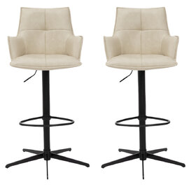 Joplin Ivory PU Leather Bar Stools in Pair
