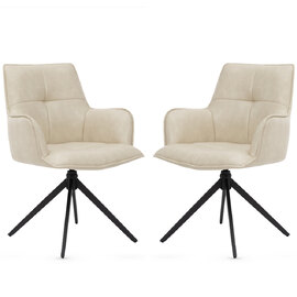 Joplin Ivory PU Leather Dining Chairs in Pair