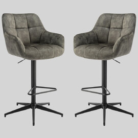Joplin Olive Fabric Gas Lift Bar Stools - Pair