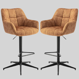 Joplin Rust Fabric Gas Lift Bar Stools - Pair
