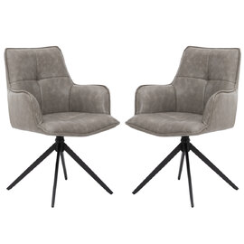 Joplin Silver Grey PU Leather Dining Chairs in Pair