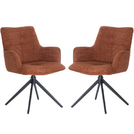 Joplin Tan Fabric Dining Chairs With Metal Base In Pair