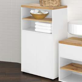 Jorven Wooden Bathroom Storage Cabinet in White and Oak