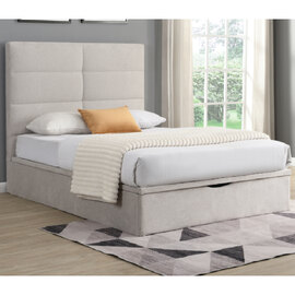 Juneau Fabric Ottoman Storage Double Bed In Beige