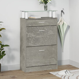 Juneau Glass Top Shoe Storage Cabinet In Concrete Grey