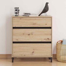 Kaden Wooden Chest Of 3 Drawers in Artisan Oak and Black