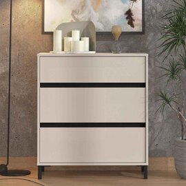 Kaden Wooden Chest Of 3 Drawers in Cashmere and Black