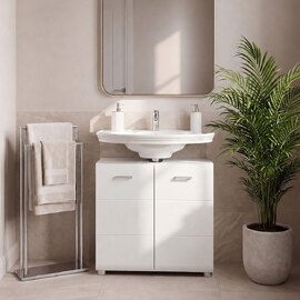 Kaelio Wooden Vanity Unit with White High Gloss Front