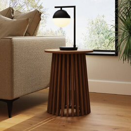 Kaevor Wooden Side Table in Walnut