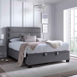 Kahului Fabric Ottoman Storage Super King Size Bed In Marbella Grey