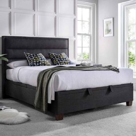 Kahului Fabric Ottoman Storage Super King Size Bed In Pendle Slate