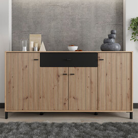 Kairon Wooden Sideboard with 4 Doors in Artisan Oak