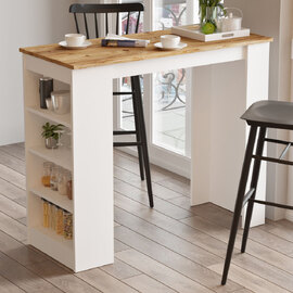 Kaizen Rectangular Wooden Bar Table in Atlantic Pine and White