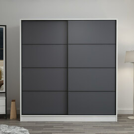 Kale 180cm White Wooden Sliding Wardrobe with 2 Anthracite Doors