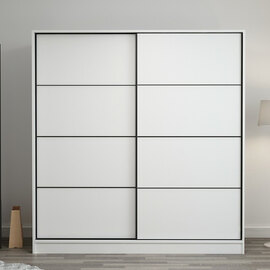Kale H190cm Wooden Sliding Wardrobe with 2 Doors in White