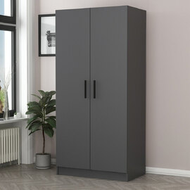 Kale H190cm Wooden Wardrobe with 2 Doors in Anthracite